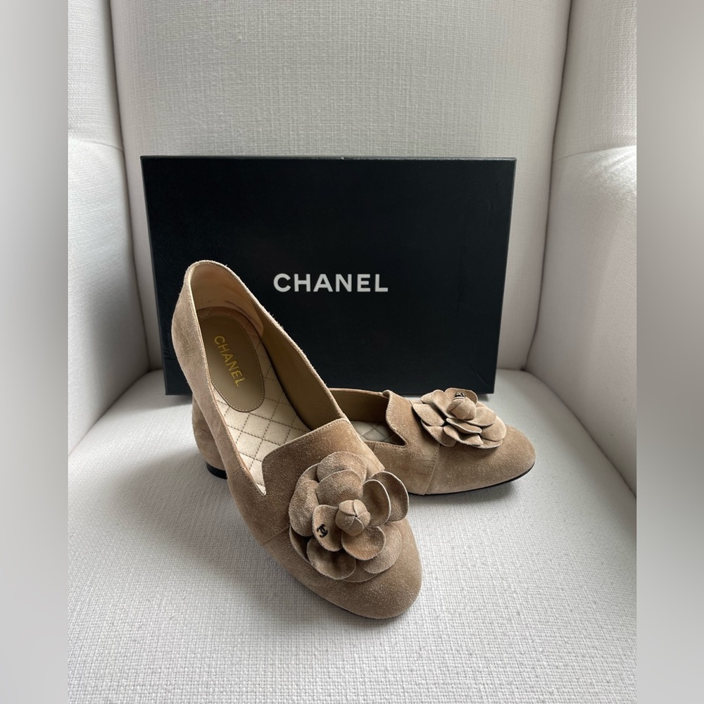 Chanel Moccasin Loafers with the Camellia Suede Flower